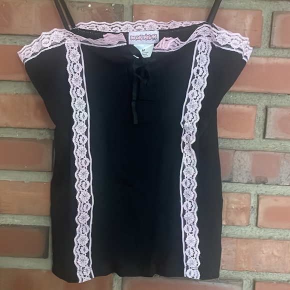 Do Not disturb tank new with tags medium corset Laceup front Black pink - Picture 6 of 7